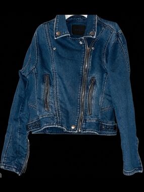 Women's Blue Denim Hello Moto Jacket Small Blank NYC